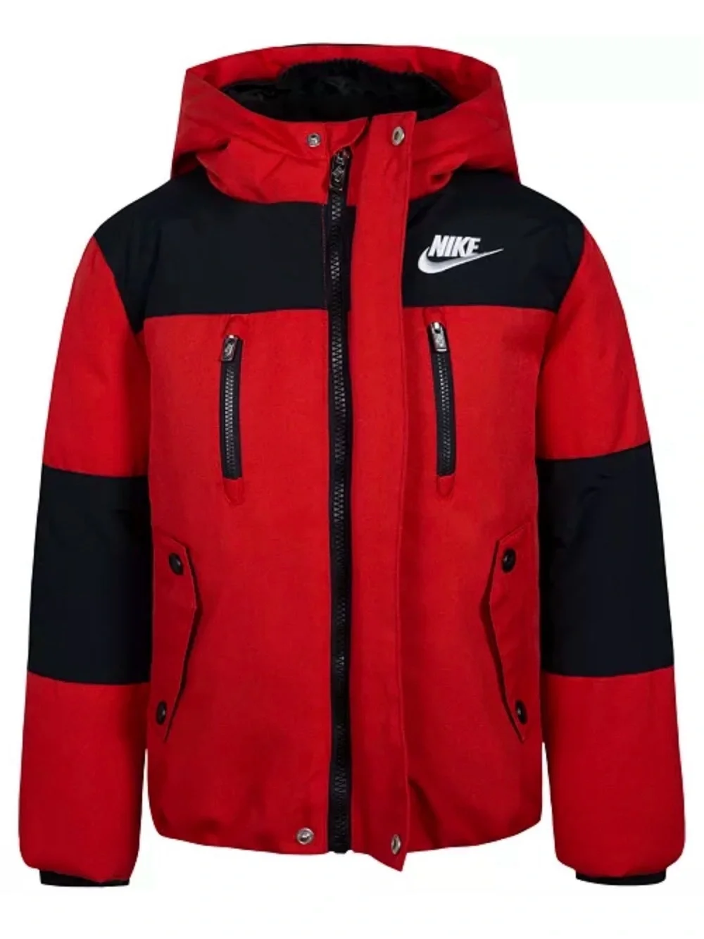 NWT Nike Red and Black Outdoor Woven Hooded Puffer Jacket Toddler Boy Size: 3T